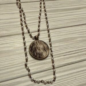 Genuine, Hand-Cut, Round, Spotted Light-Medium Brown And White Cowhide